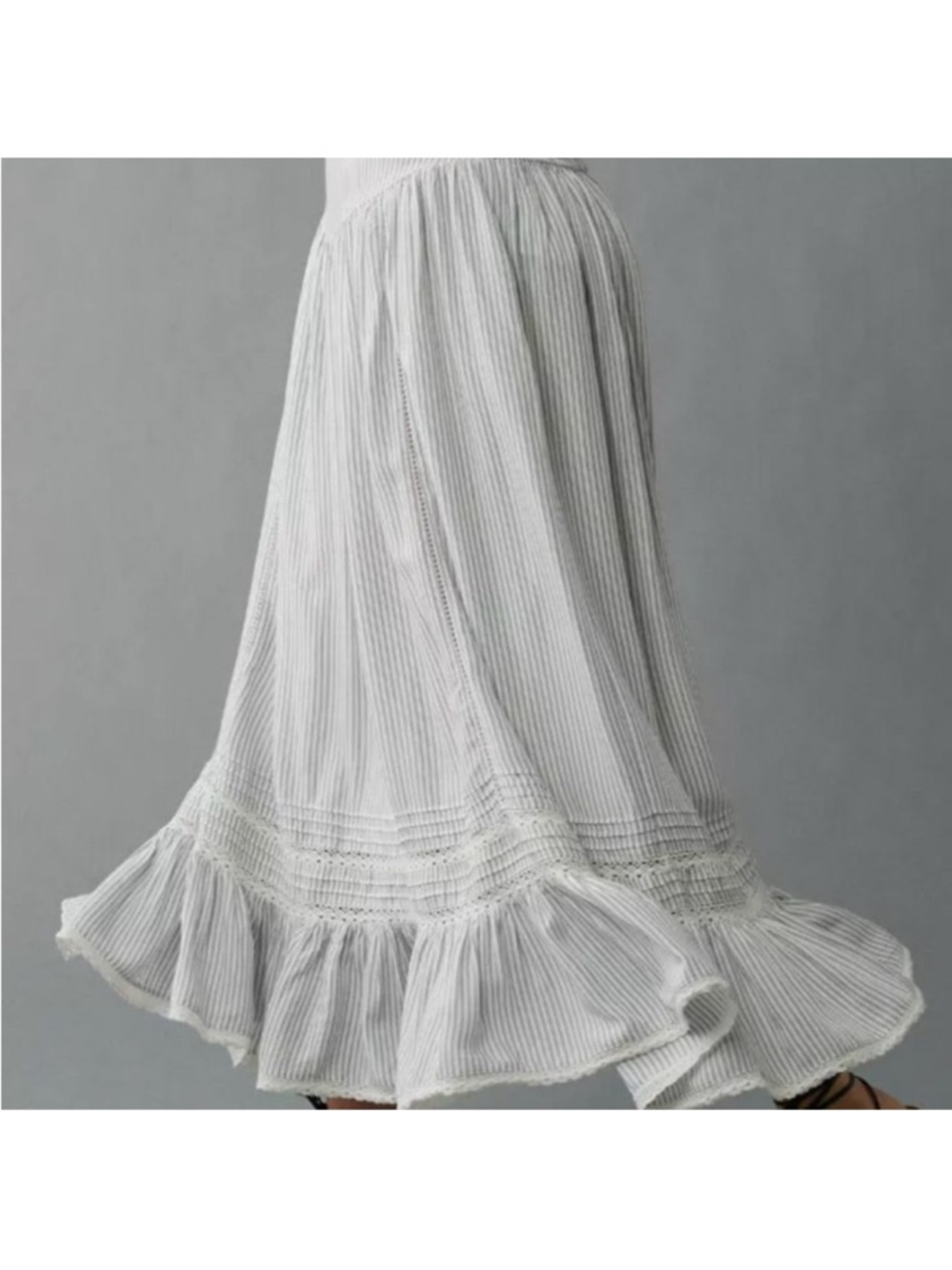 American Eagle Outfitters White Ruffled High-Waist Maxi Skirt - Picture 3 of 4